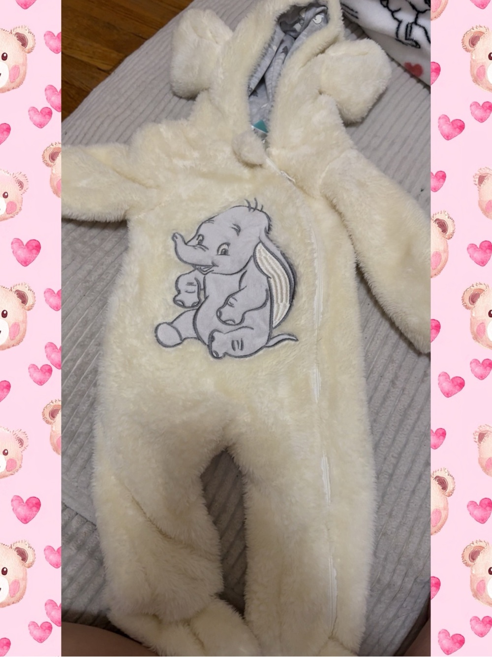 New no tags Disney dumbo Hooded Baby One-Piece